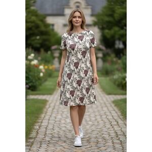 Lularoe Carly Purple Maroon Floral Dress Comfy Stretchy Size Xxs